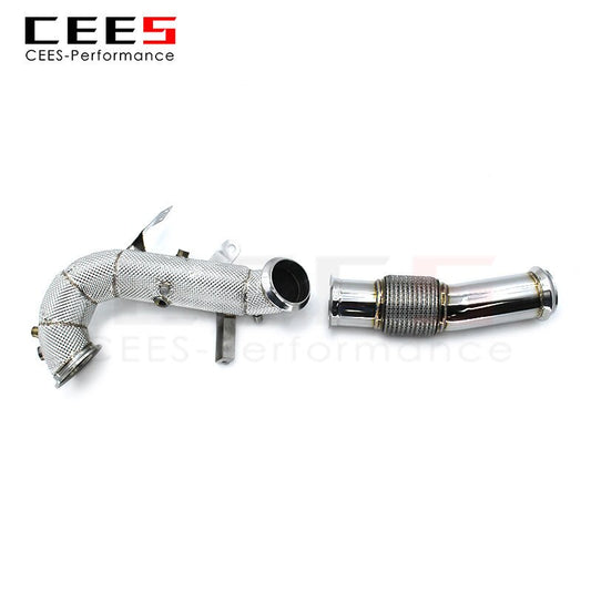 CEES Performance Downpipe for Mercedes-Benz A45 CLA45 National 6 2.0T Downpipe Exhaust System with Heat Shield Exhaust Downpipe