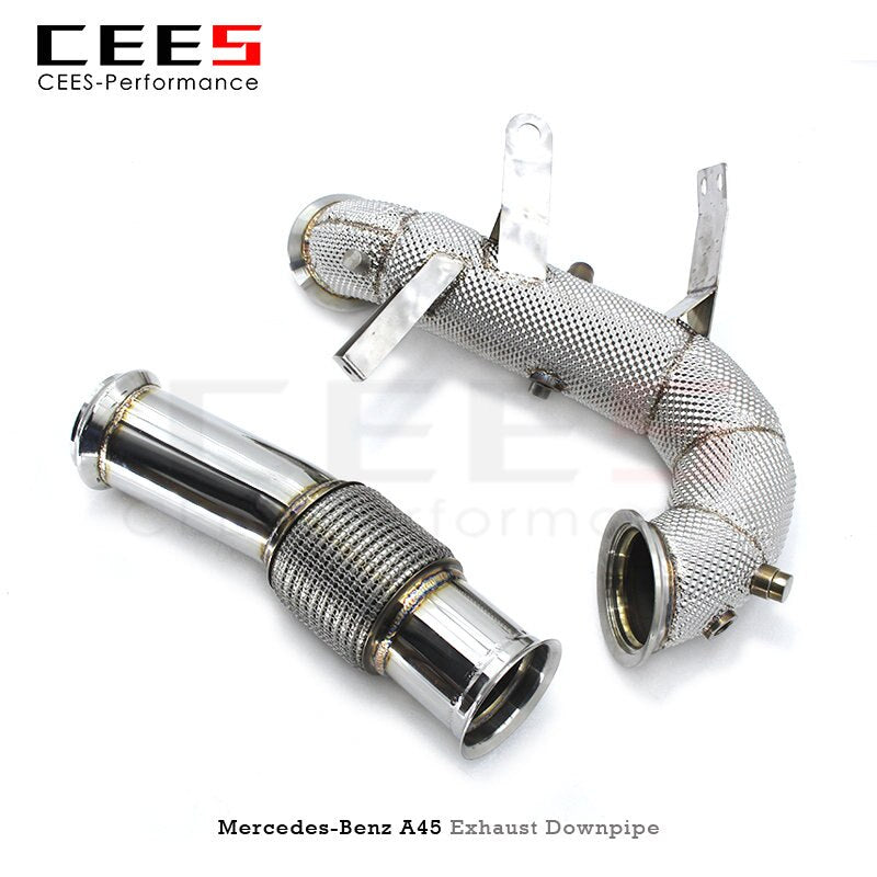 CEES Performance Downpipe for Mercedes-Benz A45 CLA45 National 6 2.0T Downpipe Exhaust System with Heat Shield Exhaust Downpipe