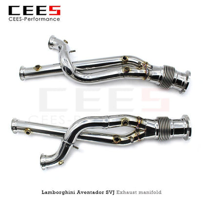 CEES Exhaust Downpipe for Lamborghini Aventador SVJ 2011-2019 Without Catalyst Catless Downpipe Stainless Steel Exhaust Pipe