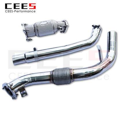 CEES Exhaust System For Audi A4b9 2.0 349 319 Headers With Catalyst Test Pipe Converter High Flow Catted Exhaust Downpipe