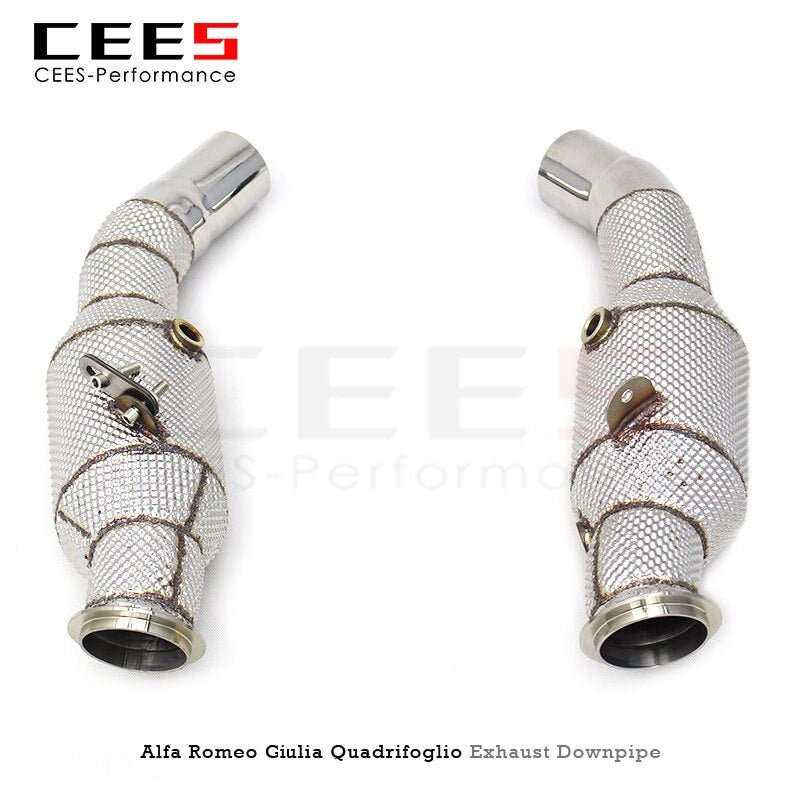 CEES Exhaust Downpipe for ALFA ROMEO Giulia Quadrifoglio 2016-2018 2.9L V6 Exhaust Pipe Stainless Steel Tuning Downpipe with Catalyst