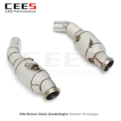 CEES Exhaust Downpipe for ALFA ROMEO Giulia Quadrifoglio 2016-2018 2.9L V6 Exhaust Pipe Stainless Steel Tuning Downpipe with Catalyst