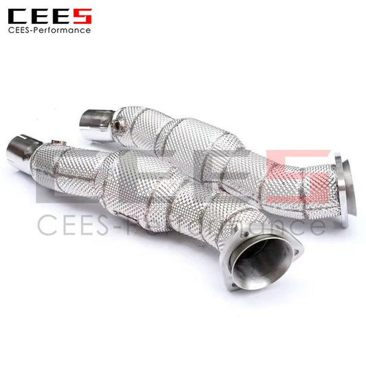 CEES Exhaust System For Ferrari F430 2010-2015 Headers With Catalyst Test Pipe Converter High Flow Catted Downpipe