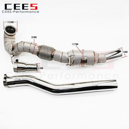 CEES Exhaust Downpipe for AUDi S3 8VS 2.0T 2015-2023 Stainless Steel High Performance Without Catalyst Catalytic Converters Car