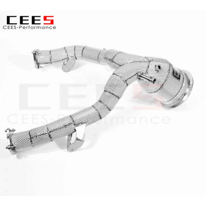 CEES Exhaust Downpipe for Porsche Macan S/Turbo 3.0T/2.9T 2018-2023 Stainless Steel Catless Car Catalytic Converter System