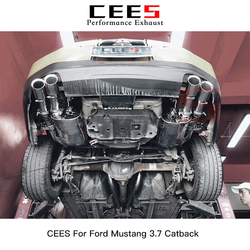 CEES For Ford Mustang 3.7 Tuning Performance Titanium Valve Catback Exhaust System VS Stainless Steel Valve Mufflers