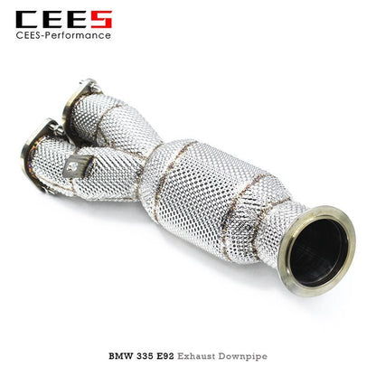 CEES Exhaust Downpipe For BMW 335i E90/E92/E93 3.0T N55 2009-2013 Stainless Steel High Flow Catted With Catalyst Deflectors