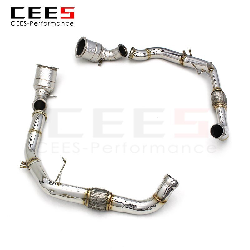 CEES Exhaust Downpipe For Porsche Panamera 971 2.9T 2018+ Downpipe without catalyst 304Stainless Steel Pipe Exhaust System