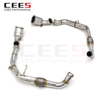 CEES Exhaust Downpipe For Porsche Panamera 971 2.9T 2018+ Downpipe without catalyst 304Stainless Steel Pipe Exhaust System