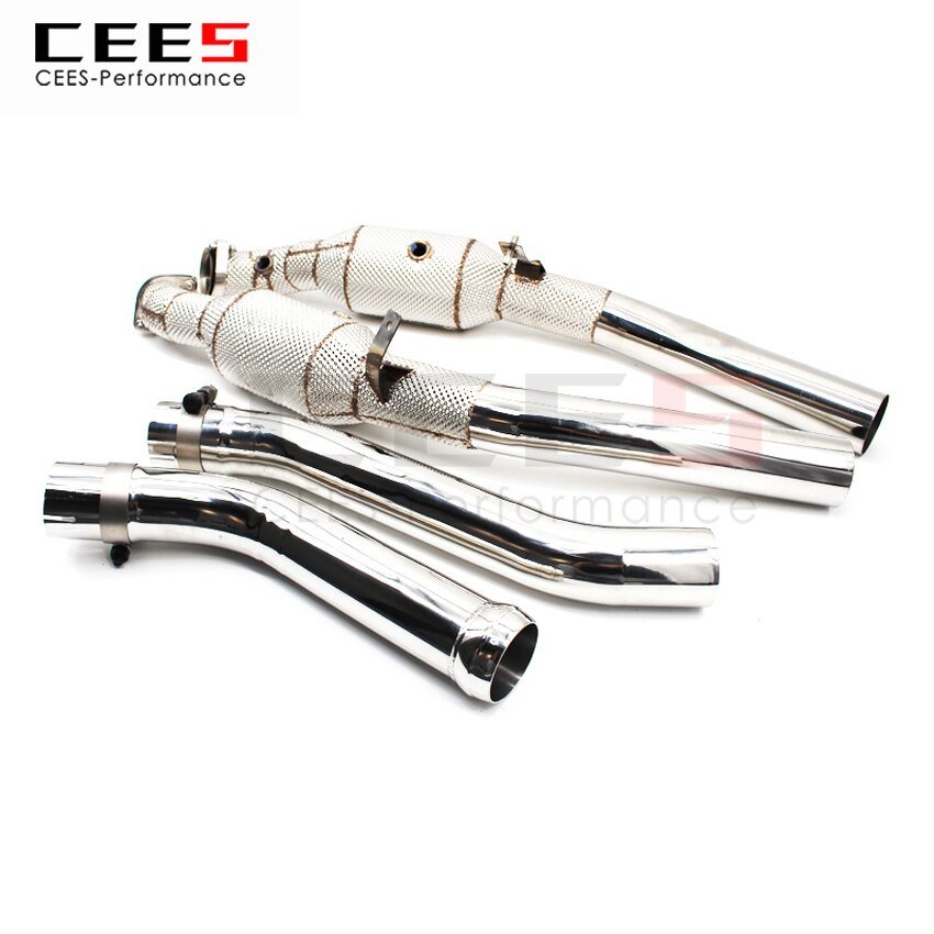 CEES Exhaust System For Mercedes-Benz ML63 6.2 Headers With Catalyst Test Pipe Converter High Flow Catted Exhaust Downpipe