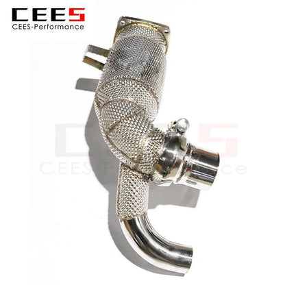 CEES Downpipe for PORSCHE Cayenne 971 2017- Automobile Exhaust System Stainless Steel Exhaust Downpipe High Flow Catted Downpipe