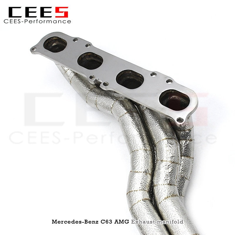 CEES Performance Exhaust Manifold for Mercedes-Benz C63 AMG W204 6.2L 2012-2015 Stainless Steel Exhaust Downpipe with Catalyst