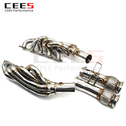 CEES ExhaustSystem For Audi R8 V10 5.2 Headers StainlessSteel Test Pipe Nocat Downpipe Stainless Steel Car Accessories Manifold