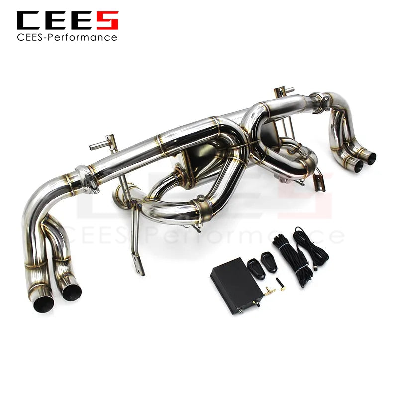 CEES Stainless Steel Exhaust system For AUDI R8 5.2L2008-2016 valve control Exhaust System High Polished Muffler Exhaust System