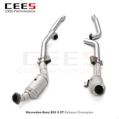 CEES Catless Downpipe for Mercedes-Benz E63 AMG 5.5T 2012-2016 Tuning Performance SS304 Downpipe with Catalyst Exhaust Pipe