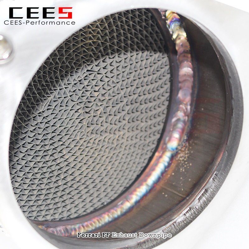 CEES Exhaust Downpipe for Ferrari FF 6.3 2011- Stainless Steel with Catalyst High Flow Catted Catalytic Converters Headers