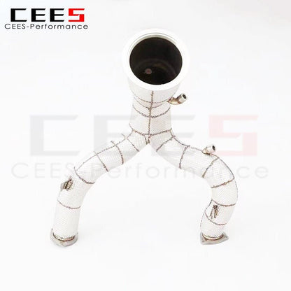 CEES Exhaust Downpipe for Porsche Macan S/Turbo 3.0T/2.9T 2018-2023 Stainless Steel Catless Car Catalytic Converter System