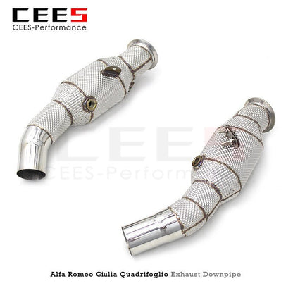 CEES Exhaust Downpipe for ALFA ROMEO Giulia Quadrifoglio 2016-2018 2.9L V6 Exhaust Pipe Stainless Steel Tuning Downpipe with Catalyst