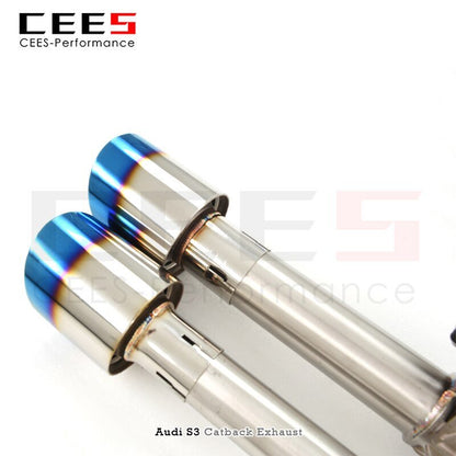 CEES Exhaust System  Performance Cat Back And Downpipe For Audi S3 Auto Accesorios Electronic Valve Mufflers Headers