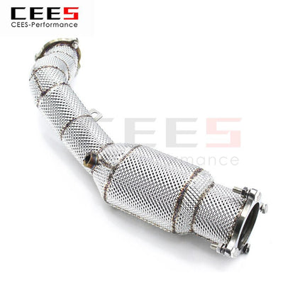 CEES Exhaust System For Audi A4L 2.0T Headers With Catalyst Test Pipe Converter High Flow Catted Exhaust Downpipe