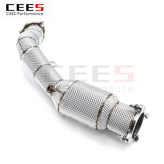 CEES Exhaust System For Audi A4L 2.0T Headers With Catalyst Test Pipe Converter High Flow Catted Exhaust Downpipe