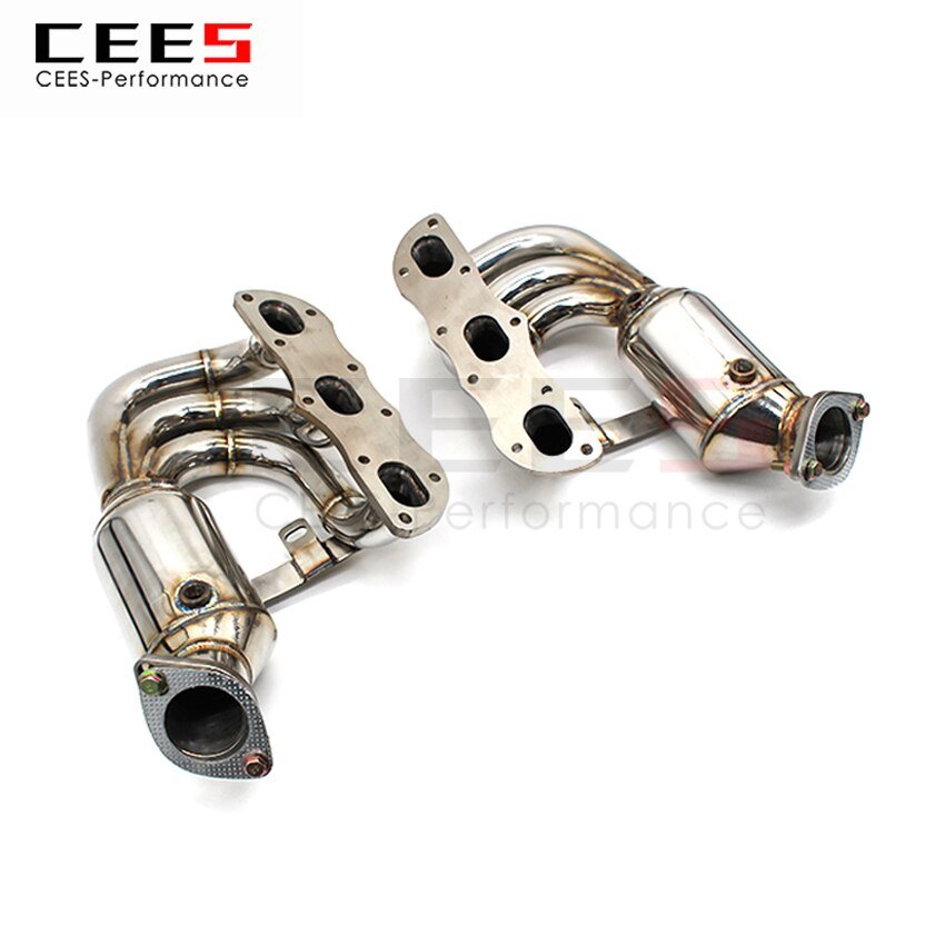 CEES Exhaust System For Porsche 981 Boxster Cayman Headers Stainless Steel Test Pipe No cat Downpipe Stainless Steel Car Parts