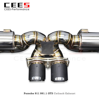 CEES Racing Exhaust System for Porsche 911 991.1 GT3 3.8T 2010-2019 Performance Tuning Valve Control SS304 Muffled Exhaust Pipes