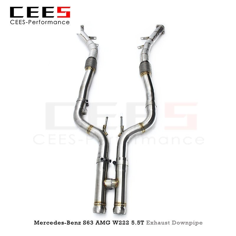 CEES Catless downpipe til Mercedes-Benz S63 AMG W222 4.0T 2018-2022 Rustfrit stål udstødningsydelse uden katalysator