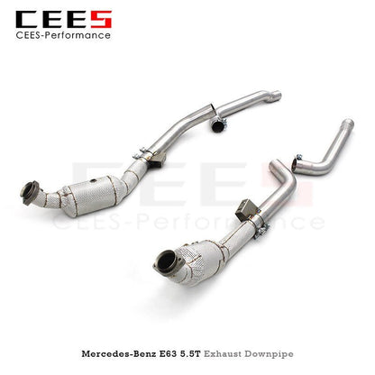 CEES Catless Downpipe for Mercedes-Benz E63 AMG 5.5T 2012-2016 Tuning Performance SS304 Downpipe with Catalyst Exhaust Pipe