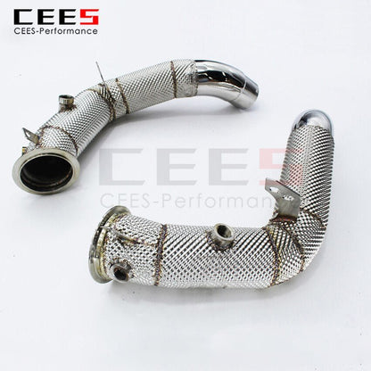 CEES Exhaust System For BMW M5 M6 F06 F10 F18  Header With Catalyst Test Pipe Converter High Flow Catted Exhaust Downpipe