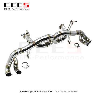 CEES Exhaust System for Lamborghini Huracan LP610 2014-2019  High Polished Stainless Steel  Racing Performance Exhaust Pipe