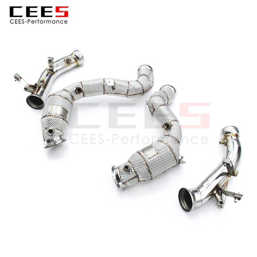 CEES Exhaust System For Mercedes Benz E63 AMG  Headers With Catalyst Test Pipe Converter High Flow Catted Exhaust Downpipe