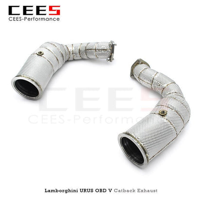 CEES Exhaust Downpipe For Lamborghini URUS 4.0 2018-2019 without catalyst Catless downpipe Stainless Steel Exhaust Manifolds