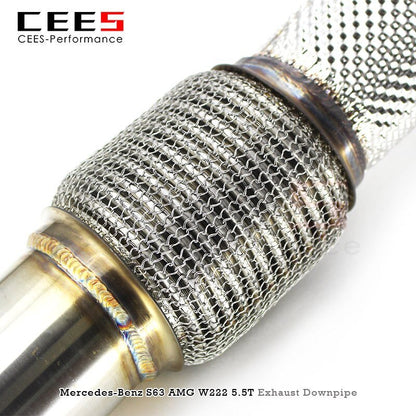 CEES Catless Downpipe for Mercedes-Benz S63 AMG W222 4.0T 5.5 2014-2022 Stainless Steel Exhaust Performance Without Catalyst nocat