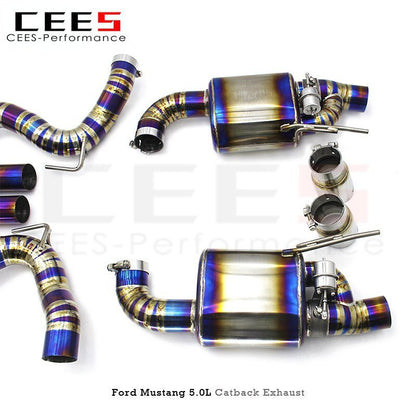 CEES Catback Exhaust For Ford Mustang 3.7 5.0L 2011-2023 tuning performance Titanium Exhaust valve control Exhaust System tips