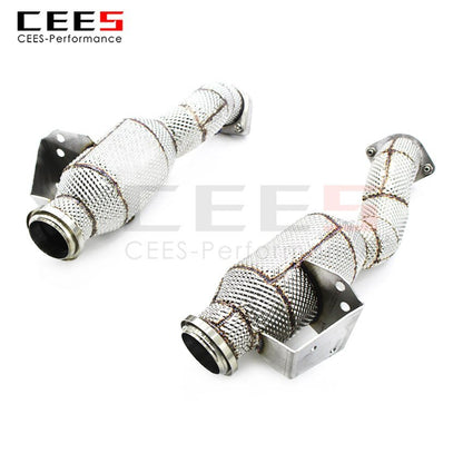 CEES Downpipe For Mercedes-Benz C43 AMG 3.0T 2016-2023 High Performance Catless Downpipe Exhaust Pipe Catalytic Converters