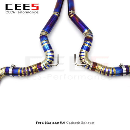 CEES Exhaust System for Ford Mustang 5.0L 2011-2023 Titanium Exhaust Pipe Muffler High Performance Tuning Valve Catback Exhaust