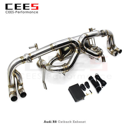 CEES Stainless Steel Exhaust system For AUDI R8 5.2L2008-2016 valve control Exhaust System High Polished Muffler Exhaust System