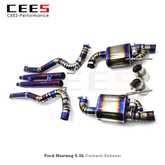 CEES Catback Exhaust For Ford Mustang 3.7 5.0L 2011-2023 tuning performance Titanium Exhaust valve control Exhaust System tips