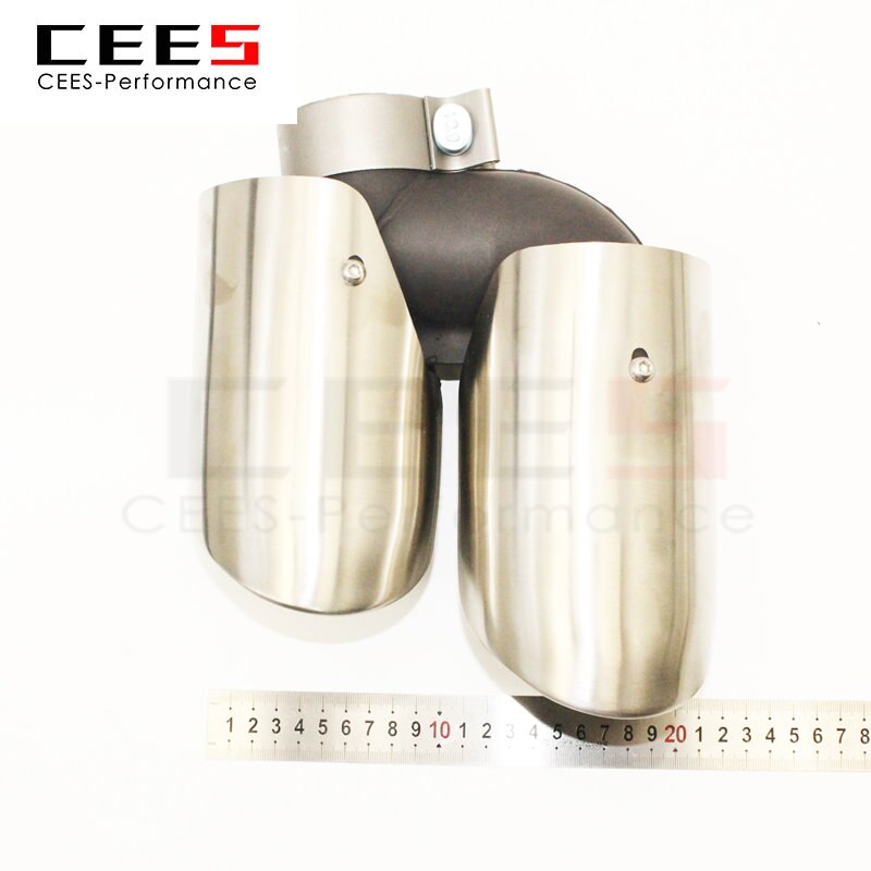 CEES Universal Tail Throat For PORSCHE MACAN 2015-2021Stainless Steel Y Shape Double Exit Exhaust Pipe Muffler