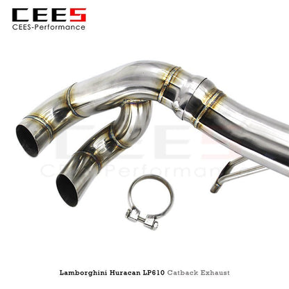 CEES Exhaust System for Lamborghini Huracan LP610 2014-2019  High Polished Stainless Steel  Racing Performance Exhaust Pipe