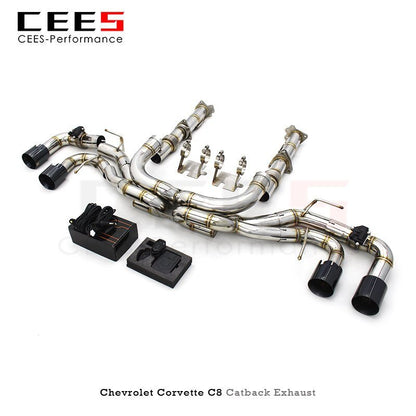 CEES Catback Exhaust for Chevrolet CORVETTE C8 2019-2023 SS304 Performance Escape Car Exhaust System Tuning Valve Exhaust Pipe