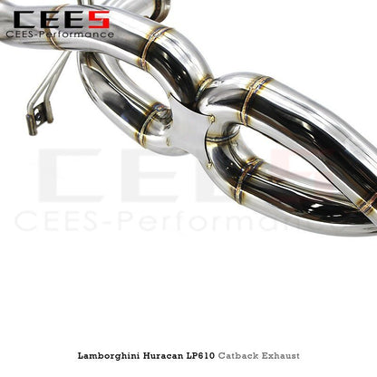 CEES Exhaust System for Lamborghini Huracan LP610 2014-2019  High Polished Stainless Steel  Racing Performance Exhaust Pipe