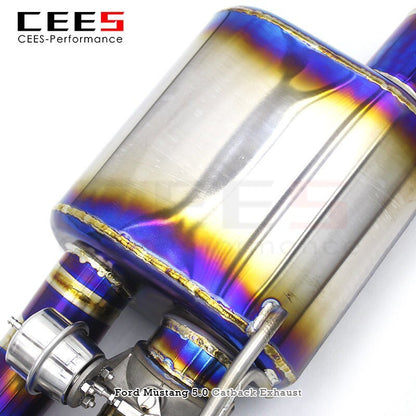 CEES Exhaust System for Ford Mustang 5.0L 2011-2023 Titanium Exhaust Pipe Muffler High Performance Tuning Valve Catback Exhaust