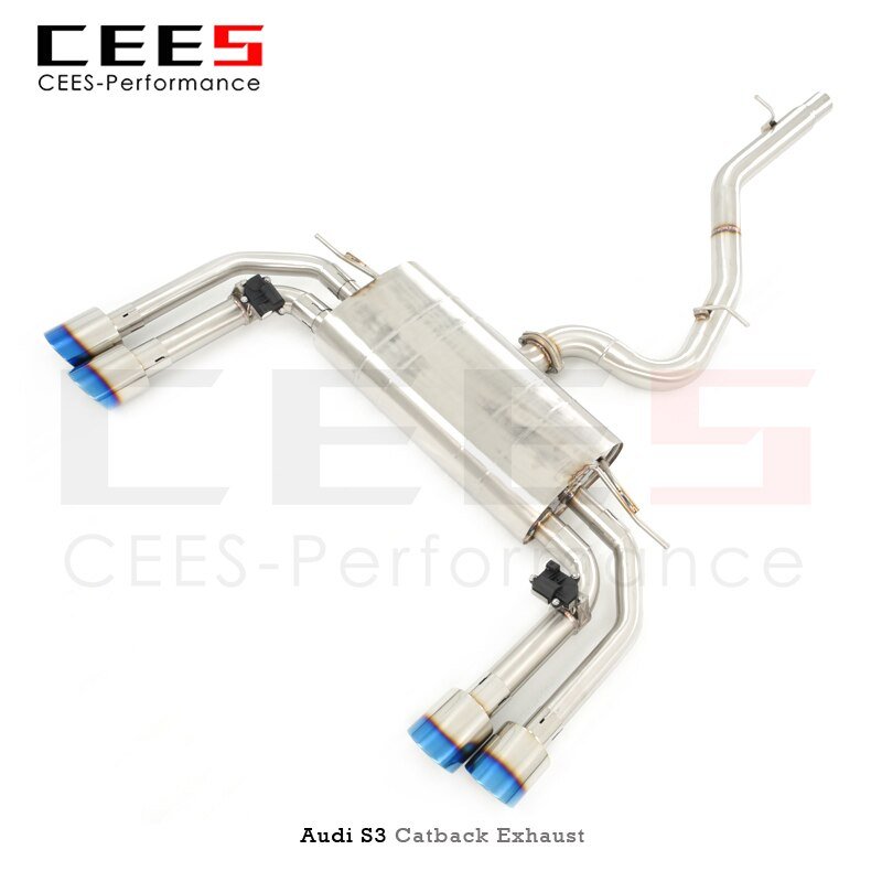 CEES Exhaust System  Performance Cat Back And Downpipe For Audi S3 Auto Accesorios Electronic Valve Mufflers Headers