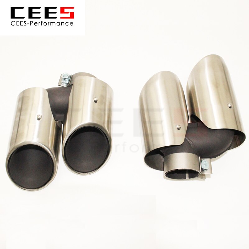 CEES Universal Tail Throat For PORSCHE MACAN 2015-2021Stainless Steel Y Shape Double Exit Exhaust Pipe Muffler