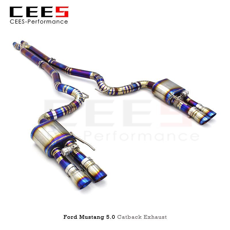 CEES Exhaust System for Ford Mustang 5.0L 2011-2023 Titanium Exhaust Pipe Muffler High Performance Tuning Valve Catback Exhaust