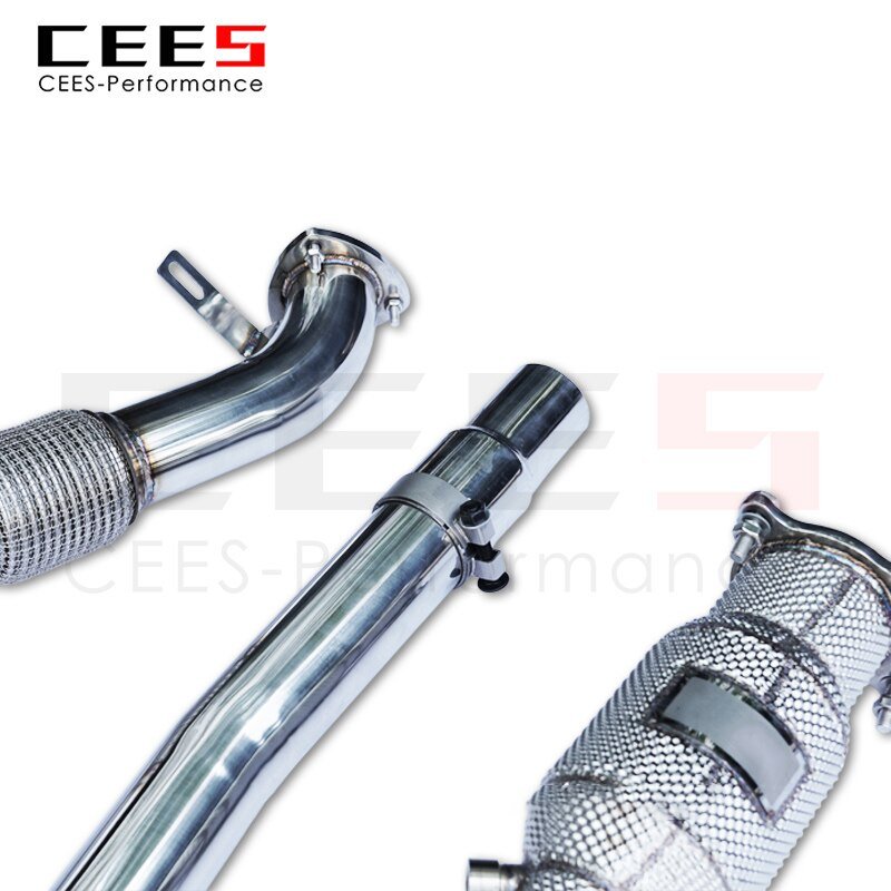 CEES Exhaust System For Audi A4b9 2.0 349 319 Headers With Catalyst Test Pipe Converter High Flow Catted Exhaust Downpipe