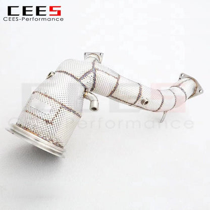 CEES Exhaust Downpipe for Porsche Macan S/Turbo 3.0T/2.9T 2018-2023 Stainless Steel Catless Car Catalytic Converter System