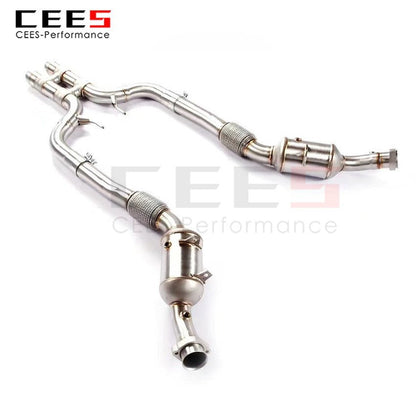 CEES Exhaust System For Mercedes Benz S63 CS63 COUPE Header WithCatalyst Test Pipe Converter High Flow Catted Exhaust Downpipe